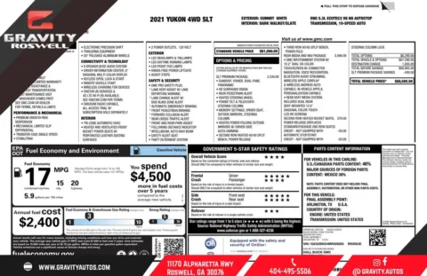 Another view of 2021 GMC Yukon SLT for sale in Roswell, GA at Gravity Autos Roswell