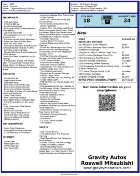 Another view of 2017 Porsche Cayenne Platinum Edition for sale in Roswell, GA at Gravity Autos Roswell