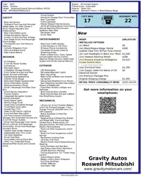 Another view of 2023 Porsche Cayenne E-Hybrid Platinum Edition for sale in Roswell, GA at Gravity Autos Roswell