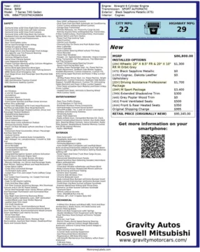 Another view of 2022 BMW 7 Series 740i for sale in Roswell, GA at Gravity Autos Roswell