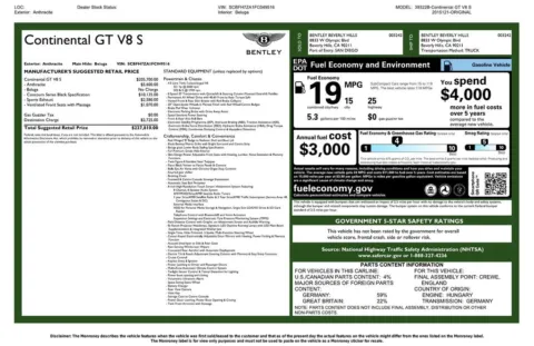 Another view of 2015 Bentley Continental GT V8 S for sale in Roswell, GA at Gravity Autos Roswell