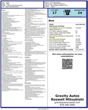 Another view of 2022 BMW 7 Series 750i xDrive for sale in Roswell, GA at Gravity Autos Roswell
