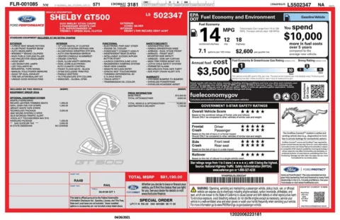 Another view of 2020 Ford Mustang Shelby GT500 for sale in Roswell, GA at Gravity Autos Roswell