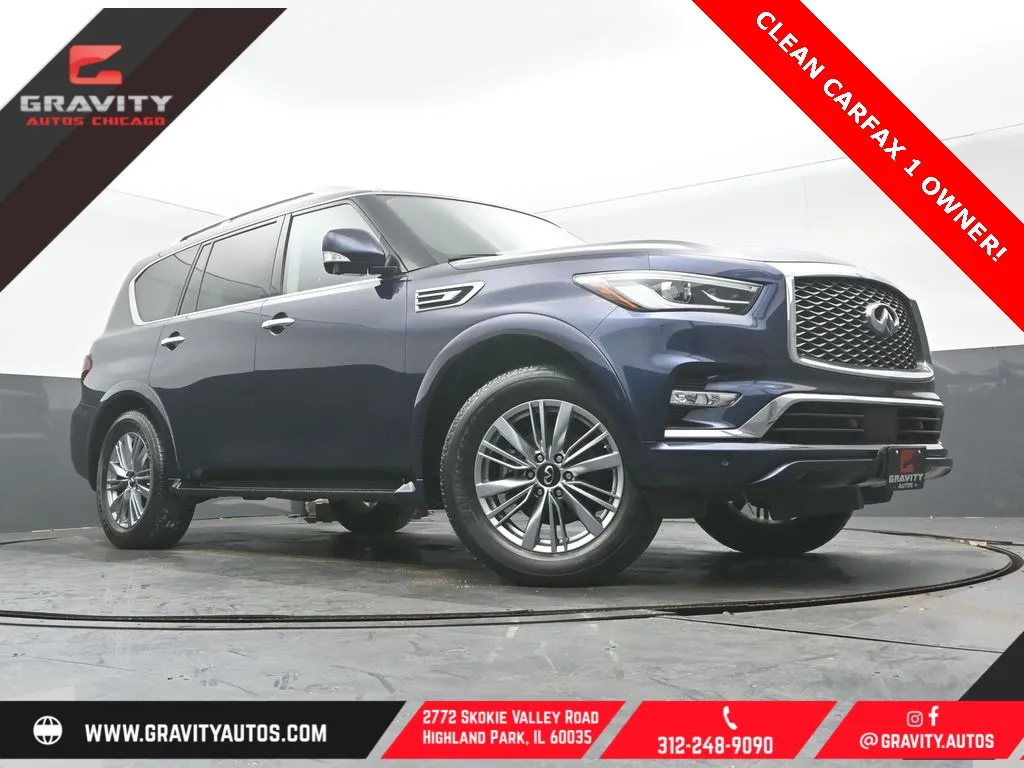 Blue 2022 INFINITI QX80 LUXE for sale in Highland Park, IL
