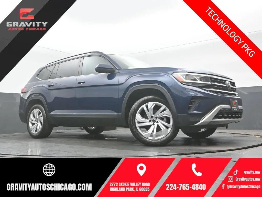 Blue 2023 Volkswagen Atlas 3.6L V6 SE w/Technology for sale in Highland Park, IL