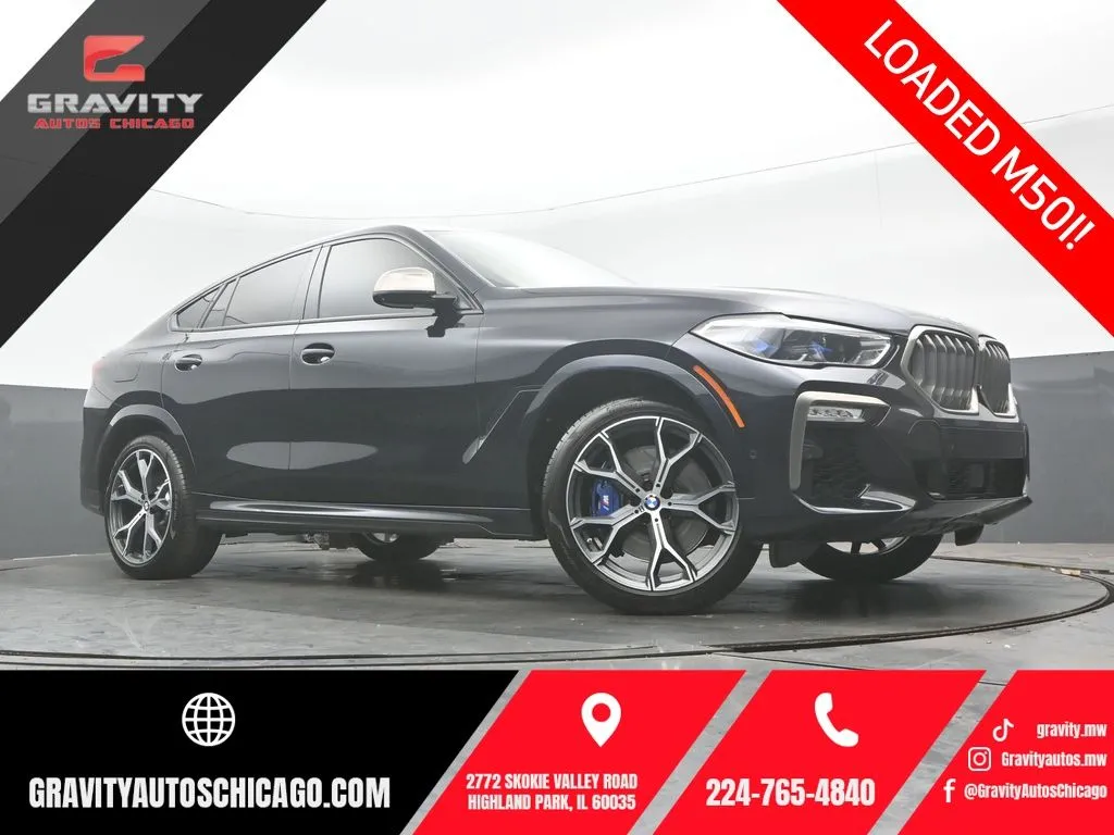 Black 2021 BMW X6 M50i for sale in Highland Park, IL
