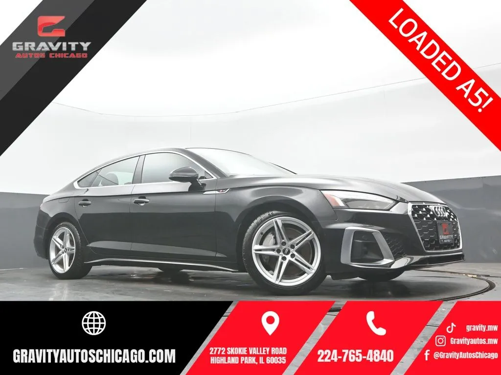 Black 2021 Audi A5 Sportback 45 S line Premium Plus for sale in Highland Park, IL