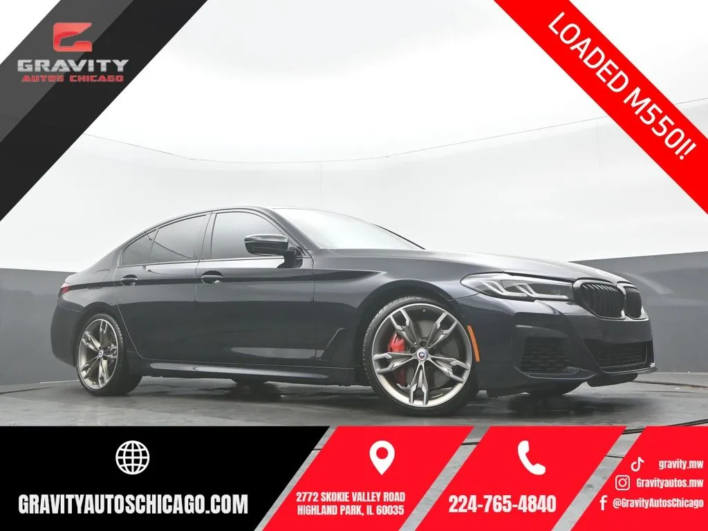 Black 2023 BMW 5 Series M550i xDrive for sale in Highland Park, IL