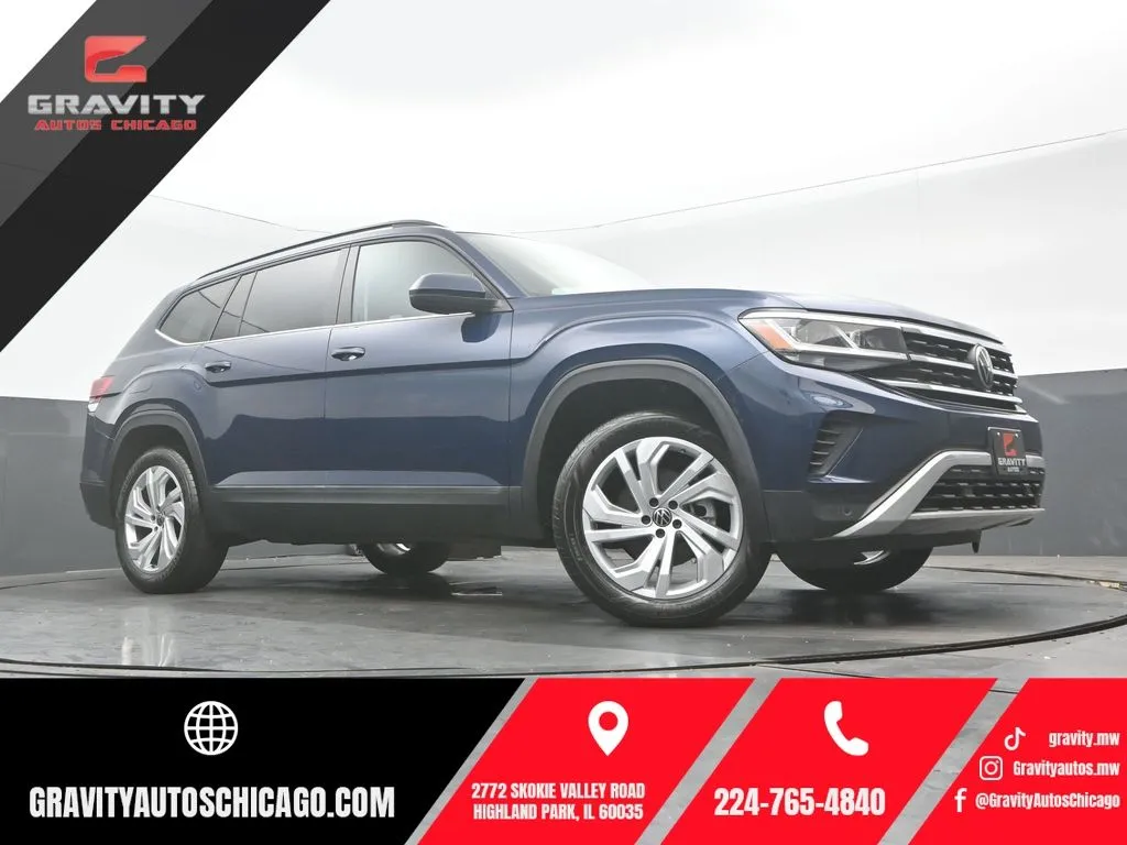 Blue 2023 Volkswagen Atlas 3.6L V6 SE w/Technology for sale in Highland Park, IL