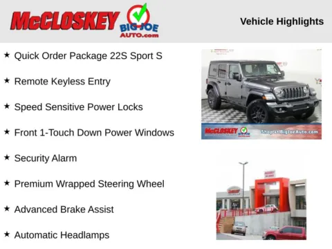 Photos of 2024 Jeep Wrangler Sport S for sale in Colorado Springs, CO at McCloskey Truck Town (Licensed as McCloskey Motors Inc.)