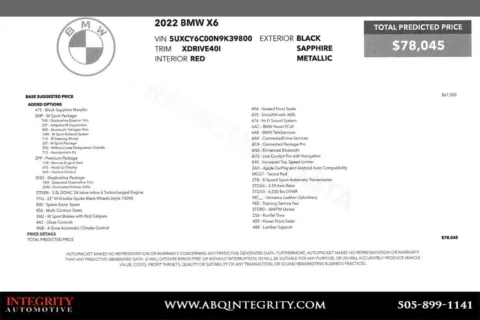 Photos of 2022 BMW X6 xDrive40i for sale in Albuquerque, NM at Integrity Automotive