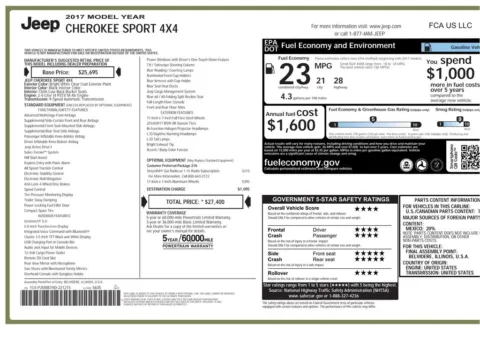 Another view of 2017 Jeep Cherokee Sport for sale in Gurnee, IL at CarWise Gurnee