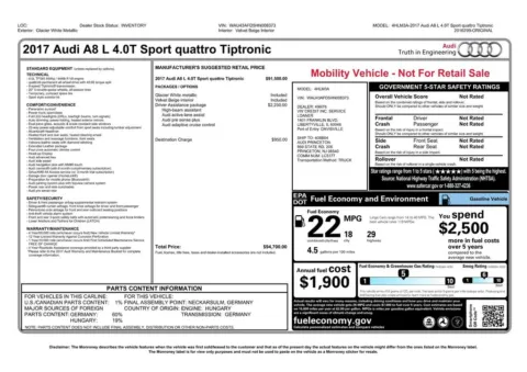 Another view of 2017 Audi A8 L 4.0T Sport for sale in Gurnee, IL at CarWise Gurnee