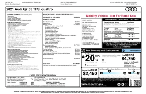 Another view of 2021 Audi Q7 55 Prestige for sale in Gurnee, IL at CarWise Gurnee