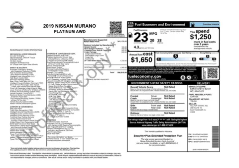 Another view of 2019 Nissan Murano Platinum for sale in Gurnee, IL at CarWise Gurnee