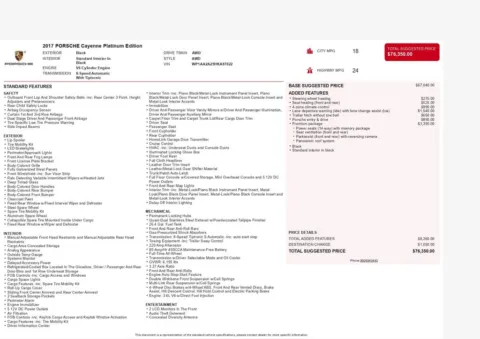 Another view of 2017 Porsche Cayenne Platinum Edition for sale in Gurnee, IL at CarWise Gurnee