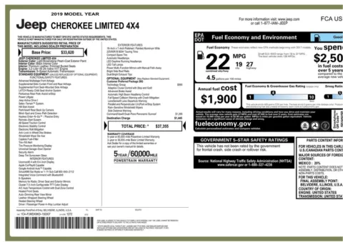 Another view of 2019 Jeep Cherokee Limited for sale in Gurnee, IL at CarWise Gurnee