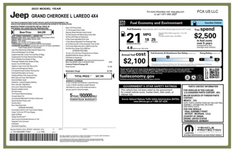 Another view of 2023 Jeep Grand Cherokee L Laredo for sale in Gurnee, IL at CarWise Gurnee