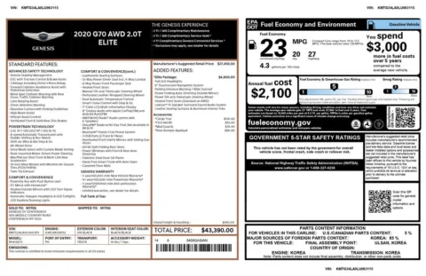 Another view of 2020 Genesis G70 2.0T for sale in Gurnee, IL at CarWise Gurnee