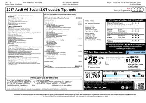 Another view of 2017 Audi A6 2.0T Premium Plus for sale in Gurnee, IL at CarWise Gurnee