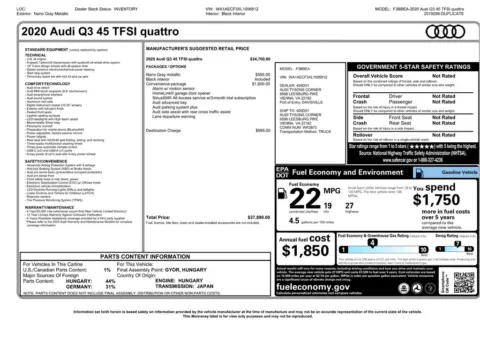 Another view of 2020 Audi Q3 Premium for sale in Gurnee, IL at CarWise Gurnee