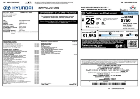 Another view of 2019 Hyundai Veloster N for sale in Gurnee, IL at CarWise Gurnee