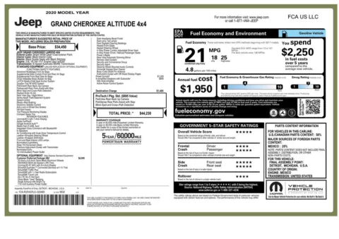 Another view of 2020 Jeep Grand Cherokee Altitude for sale in Gurnee, IL at CarWise Gurnee