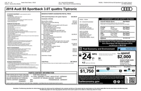 Another view of 2018 Audi S5 Sportback 3.0T Prestige for sale in Gurnee, IL at CarWise Gurnee