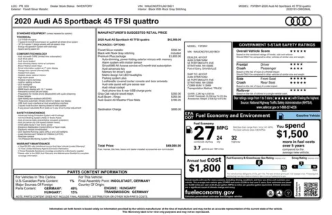 Another view of 2020 Audi A5 Sportback Premium Plus for sale in Gurnee, IL at CarWise Gurnee