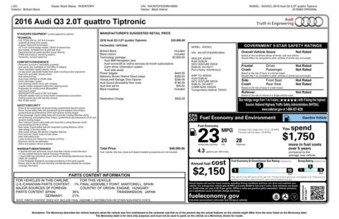 Another view of 2016 Audi Q3 2.0T Premium Plus for sale in Gurnee, IL at CarWise Gurnee