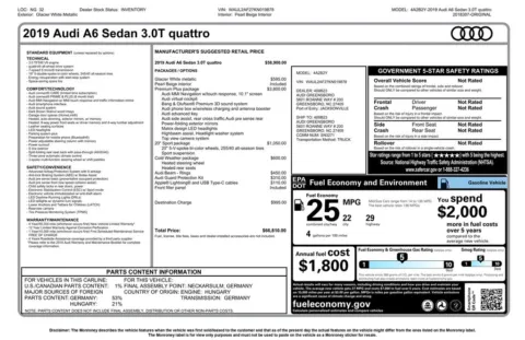 Another view of 2019 Audi A6 3.0T Premium Plus for sale in Gurnee, IL at CarWise Gurnee