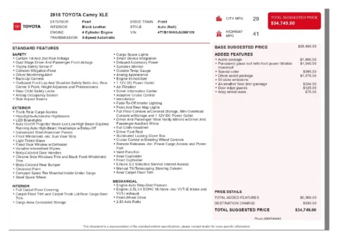 Another view of 2018 Toyota Camry XLE for sale in Gurnee, IL at CarWise Gurnee