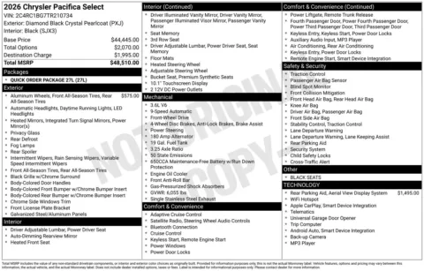 More photos of 2026 Chrysler Pacifica Select at ALM CDJR Perry, GA