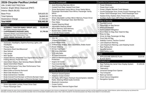 More photos of 2026 Chrysler Pacifica Limited at ALM CDJR Perry, GA