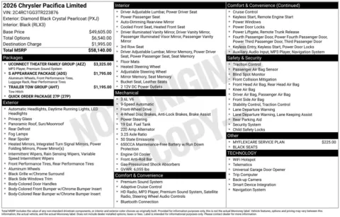 More photos of 2026 Chrysler Pacifica Limited at ALM CDJR Perry, GA