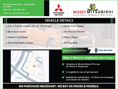 Another view of 2022 Mitsubishi Outlander SE for sale in Escondido, CA at Mossy Volkswagen