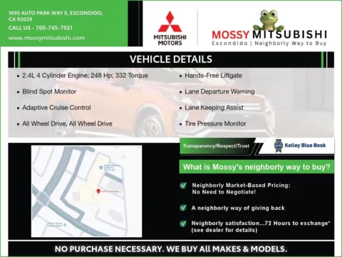 Another view of 2024 Mitsubishi Outlander PHEV SEL for sale in Escondido, CA at Mossy Volkswagen