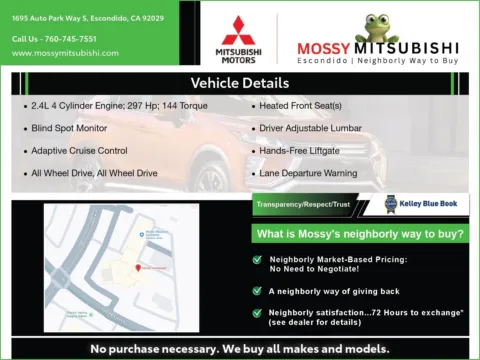 Another view of 2026 Mitsubishi Outlander PHEV SE for sale in Escondido, CA at Mossy Mitsubishi