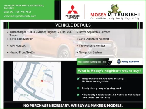 Another view of 2026 Mitsubishi Outlander SE for sale in Escondido, CA at Mossy Mitsubishi