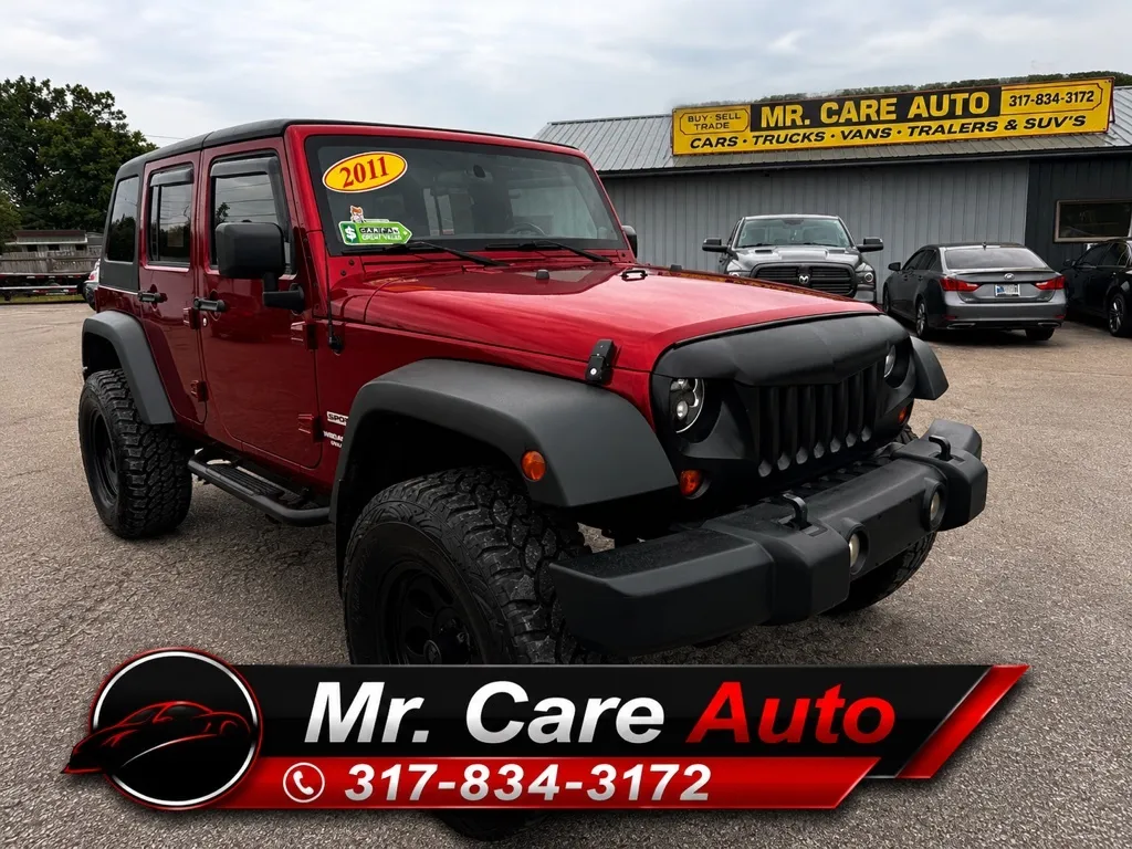 Red 2011 JEEP WRANGLER UNLIMI SPORT for sale in Camby, IN