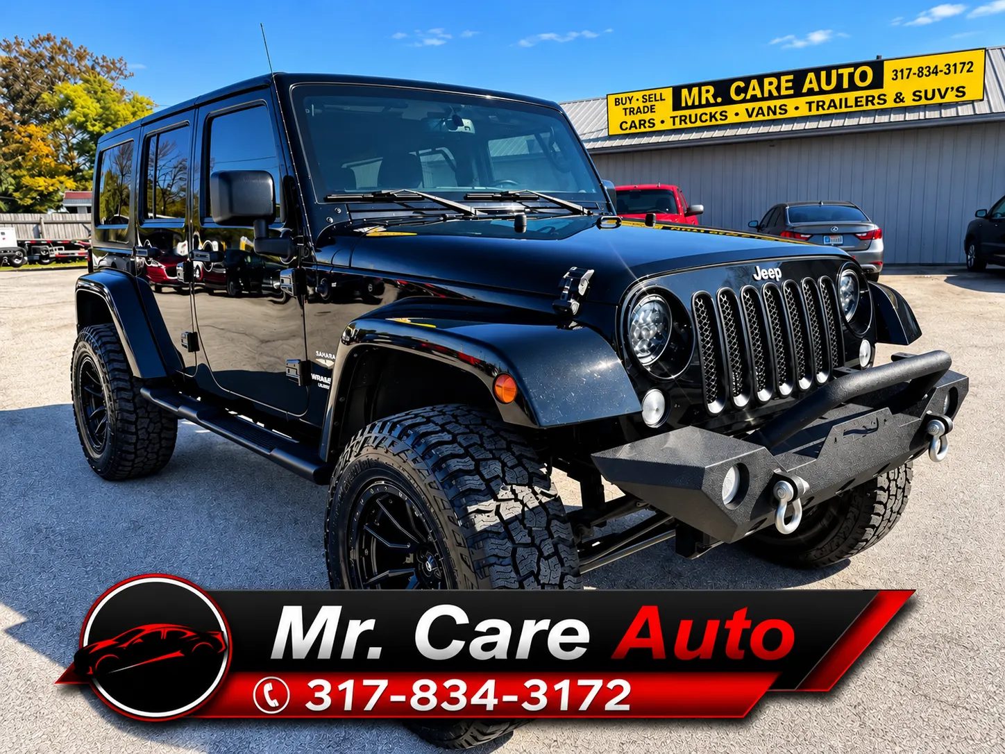 Black 2015 JEEP WRANGLER UNLIMI SAHARA for sale in Camby, IN