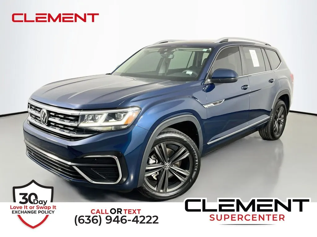 Blue 2022 Volkswagen Atlas 3.6L V6 SEL R-Line for sale in St. Charles, MO