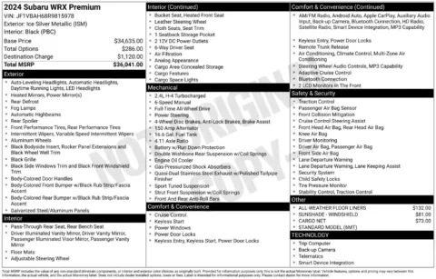 Photos of 2024 Subaru WRX Premium for sale in St. Charles, MO at Clement Supercenter