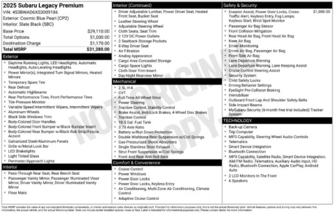 Photos of 2025 Subaru Legacy Premium for sale in St. Charles, MO at Clement Supercenter