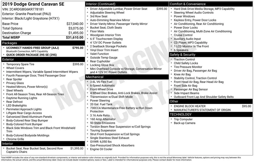 2019 Dodge Grand Caravan SE for sale in Berlin, NJ