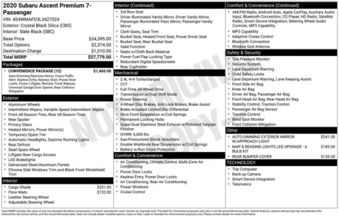 Black 2020 Subaru Ascent Premium for sale in Berlin, NJ