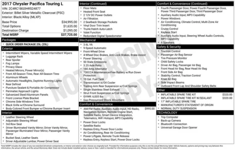 Silver 2017 Chrysler Pacifica Touring L for sale in Berlin, NJ