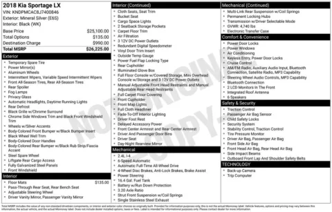 Silver 2018 Kia Sportage LX for sale in Berlin, NJ