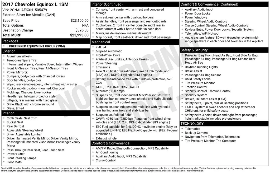 2017 Chevrolet Equinox L for sale in Berlin, NJ