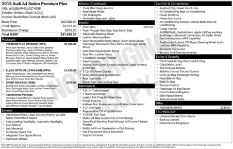 Black 2018 Audi A4 2.0T Premium Plus for sale in Berlin, NJ